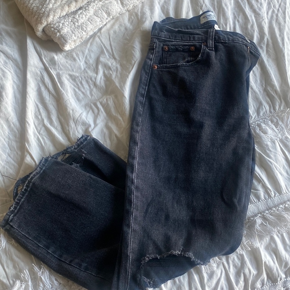 Abercrombie the ankle straight ultra high rise black jeans - curve love